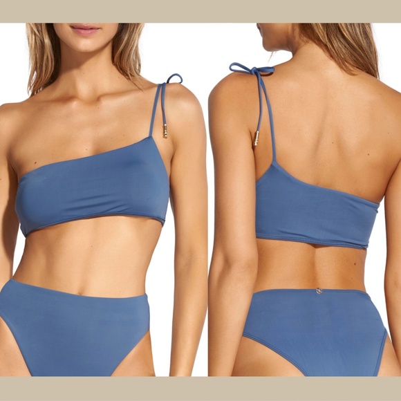 NEW $98 ViX One-Shoulder Bandeau Bikini Top in Blue‎ [SZ Medium ] - Picture 1 of 8